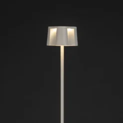 Nice lámpara de pie LED recargable, blanca, aluminio, IP54, atenuador, CCT