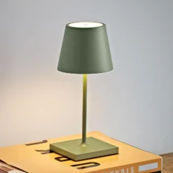 Nuindie mini LED lámpara de mesa recargable, USB-C, verde salvia, atenuable