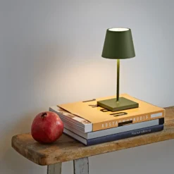 Nuindie mini LED lámpara de mesa recargable, USB-C, verde abeto, atenuable