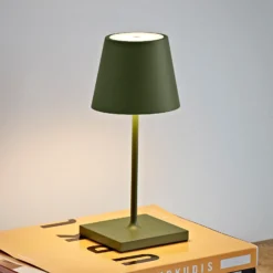 Nuindie mini LED lámpara de mesa recargable, USB-C, verde abeto, atenuable