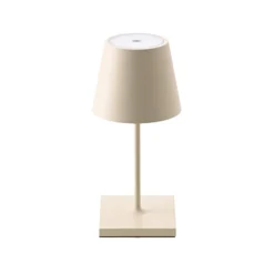 Nuindie mini lámpara de mesa LED recargable, USB-C, beige, IP54, atenuable