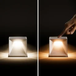 Nutalis lámpara de mesa LED recargable, beige duna, IP54, atenuable
