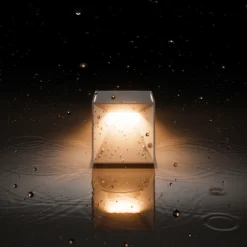 Nutalis mini lámpara de mesa LED recargable, gris niebla, IP54, atenuable