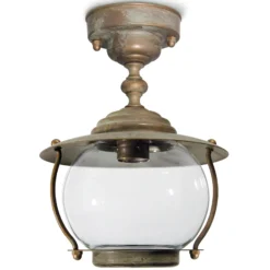 Olivia plafón para exterior, IP44, latón, cristal