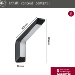 Paulmann Aplique de exterior LED Merano, sensor, antracita