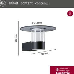 Paulmann Aplique de exterior LED Sienna, aluminio, sensor