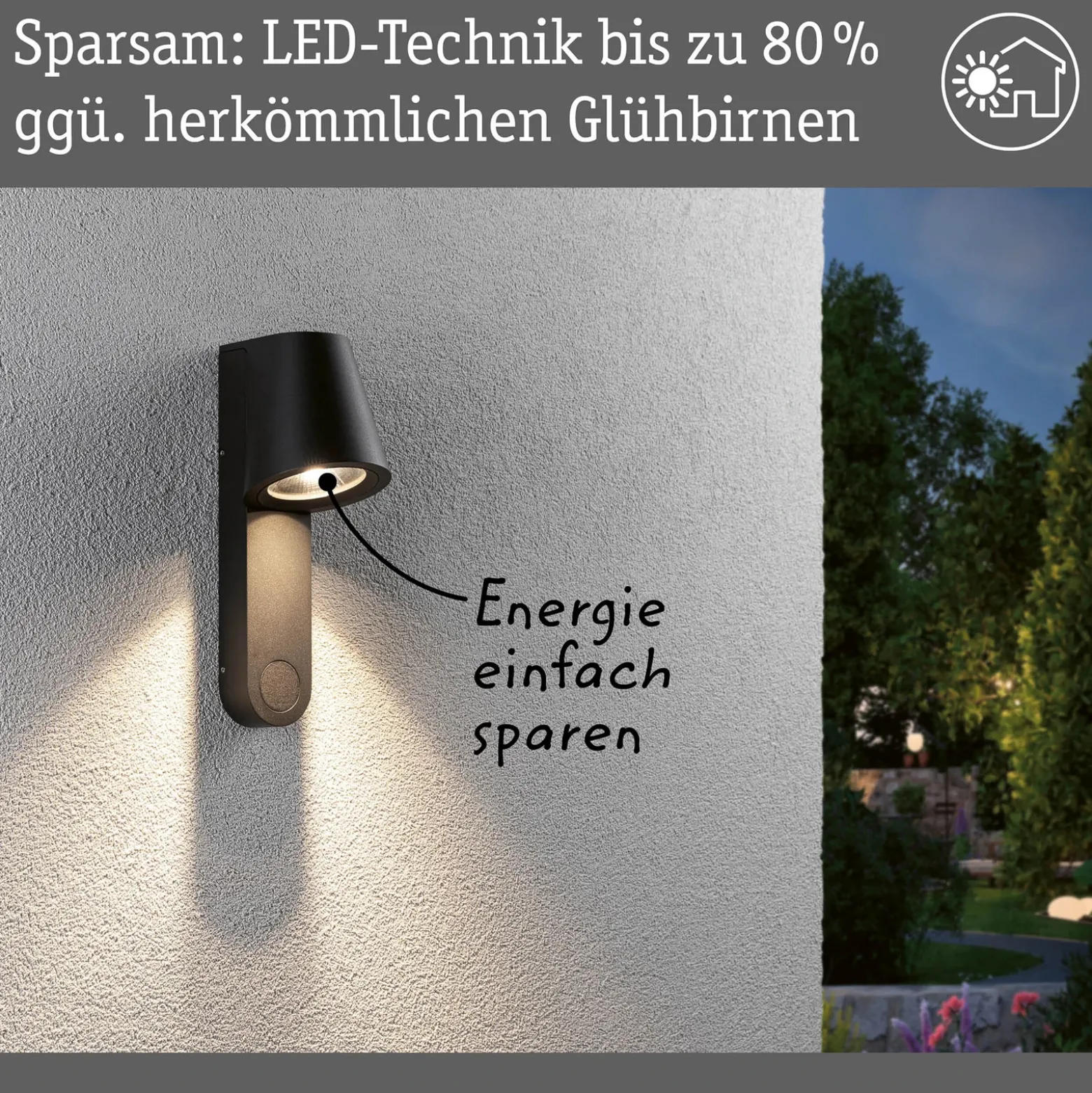 Paulmann Aplique de exterior LED Caissa, aluminio, sensor