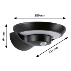 Paulmann aplique LED para exterior con panel solar Bordola, sensor, antracita