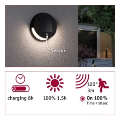 Paulmann aplique LED solar Helena con sensor