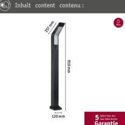 Paulmann Bolardo luminoso LED Merano, sensor, aluminio, antracita