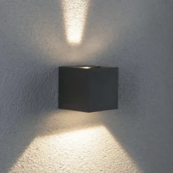 Paulmann Cybo aplique LED para exterior, 2700 K, 8 x 8 cm, gris