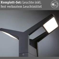 Paulmann Juntea bolardo luminoso LED, antracita, sensor, 2 luces.