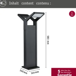 Paulmann Juntea bolardo luminoso LED, antracita, sensor, 2 luces.