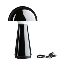 Paulmann lámpara de mesa LED recargable Onzo, negra, plástico, IP44