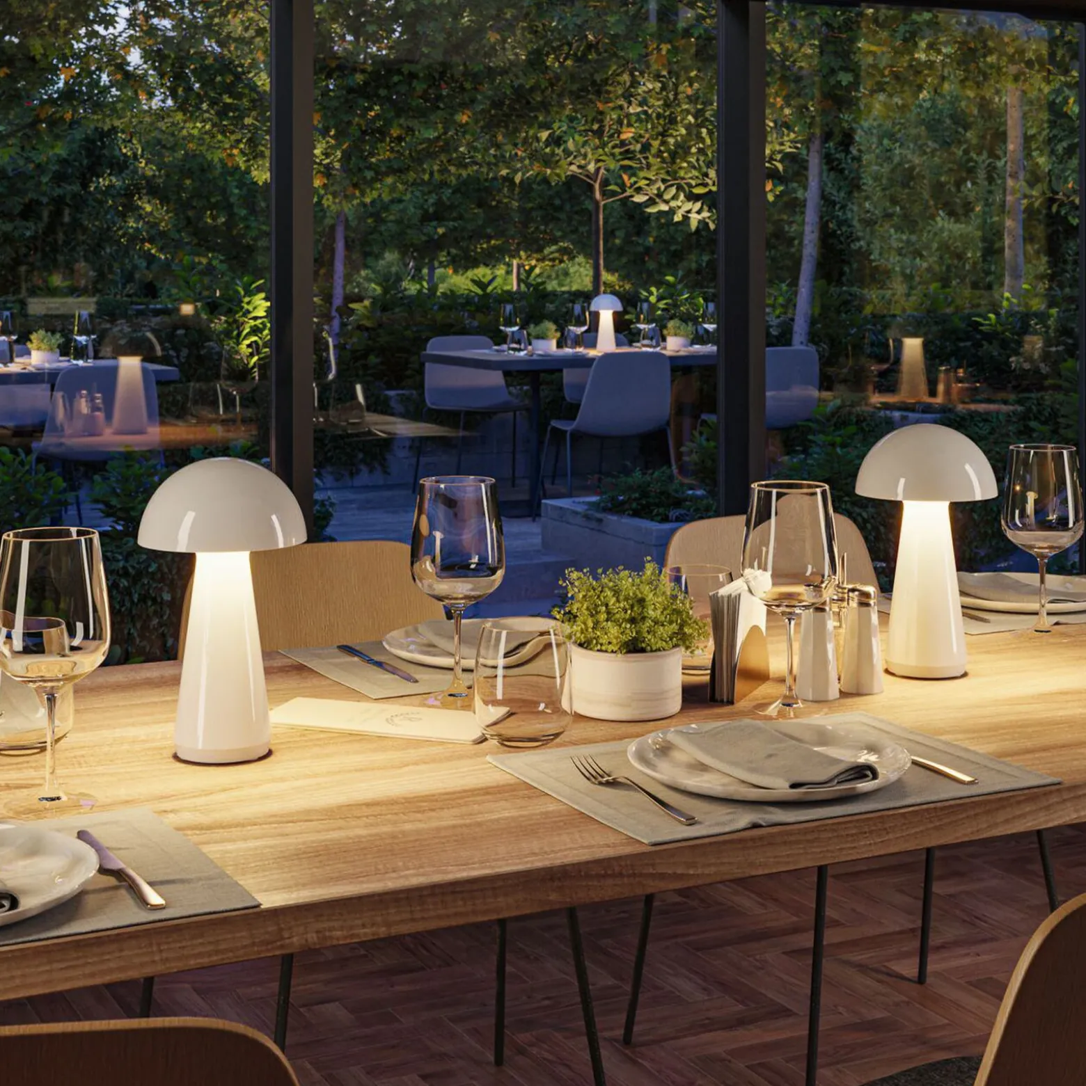 Paulmann lámpara de mesa LED recargable Onzo, blanca, plástico, IP44