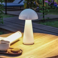 Paulmann lámpara de mesa LED recargable Onzo, blanca, plástico, IP44