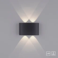 Paul Neuhaus Aplique LED para exterior Carlo, 13 cm, negro