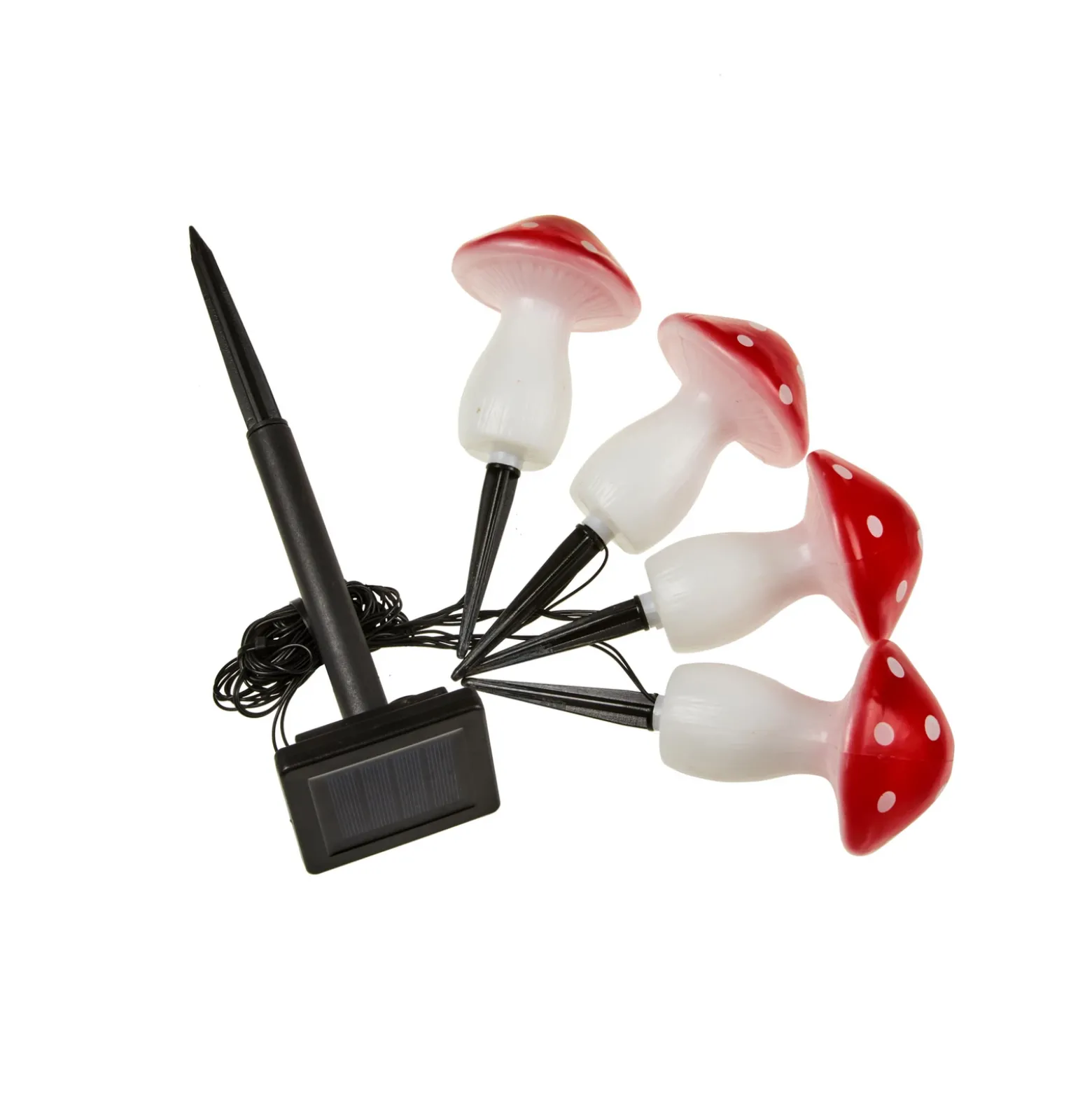 Pica solar LED Fairy Mushroom, juego de 4, rojo/blanco, IP44