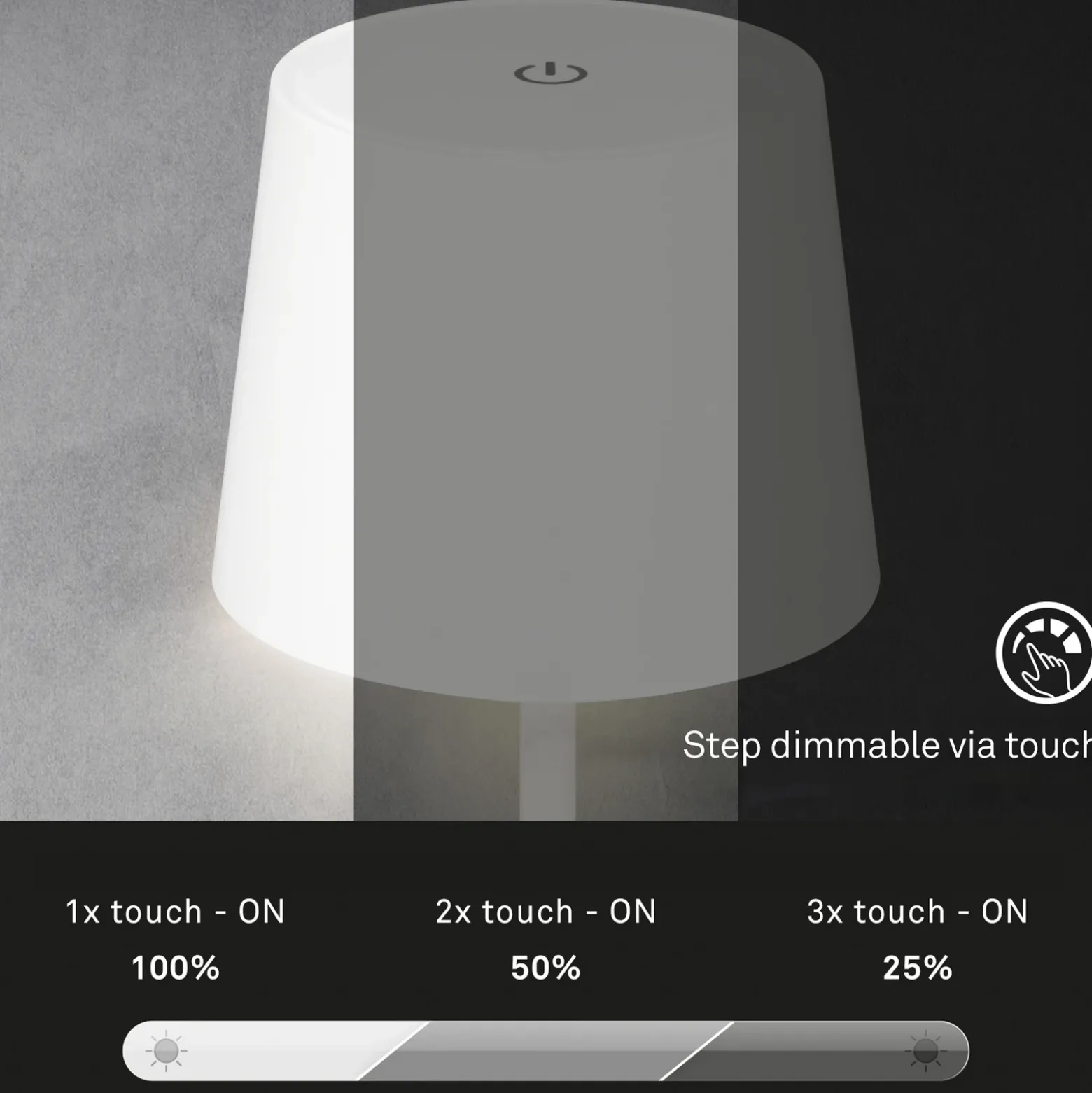 Piha Lámpara de mesa LED con batería recargable, blanca