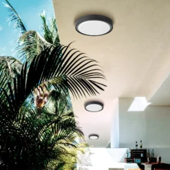 Plafón LED de exterior Anabella, gris oscuro