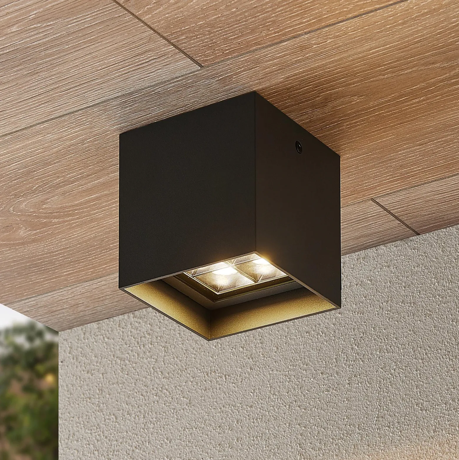 Plafón LED Eveta de Lindby, 10 cm, antracita, aluminio, IP65