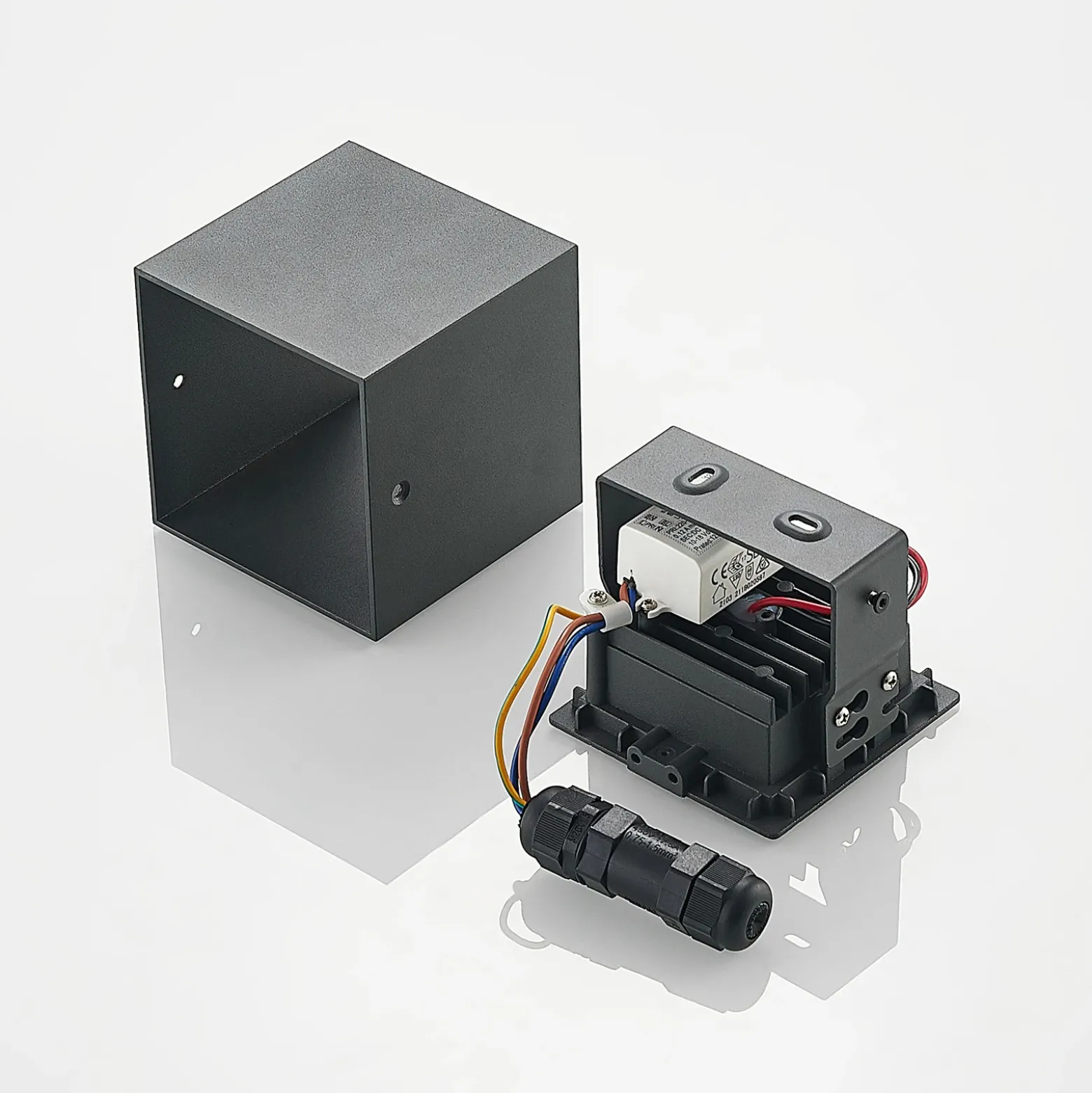Plafón LED Eveta de Lindby, 10 cm, antracita, aluminio, IP65