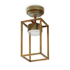 Plafón LED exterior Cubic 3373 latón antiguo/opal