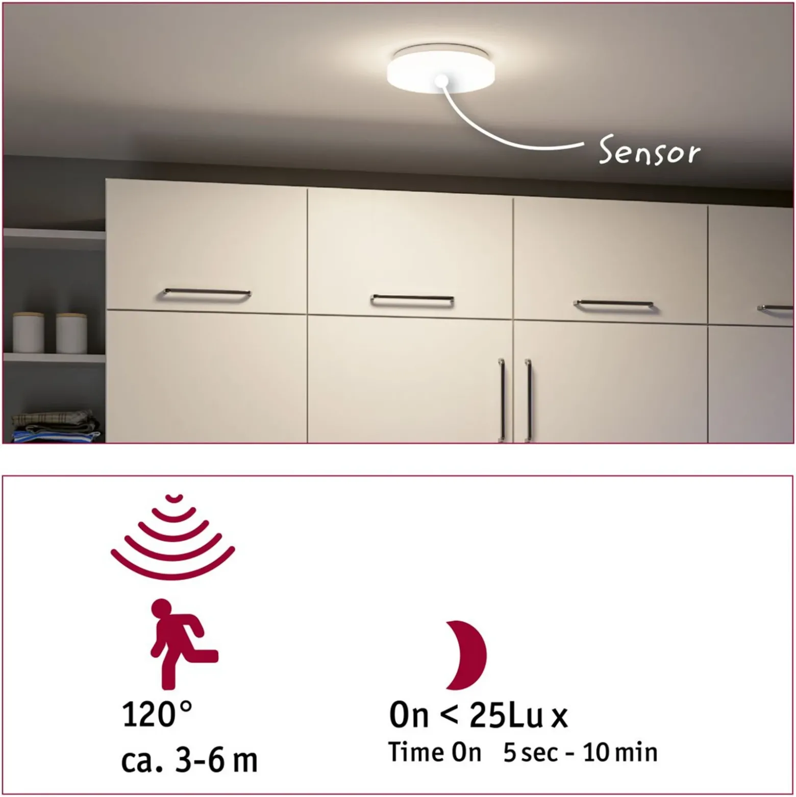 Plafón LED Luiana de Paulmann, blanco, con sensor, IP44