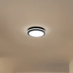 Plafón LED Marlon, Ø 22 cm, negro, plástico, IP54