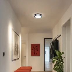 Plafón LED Marlon, Ø 22 cm, negro, plástico, IP54