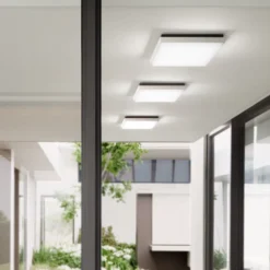 Plafón LED para exterior Desdy, 24x24 cm, blanco