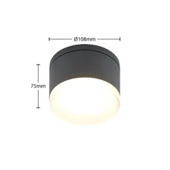 Plafón LED para exterior Lindby Mathea, cilíndrico
