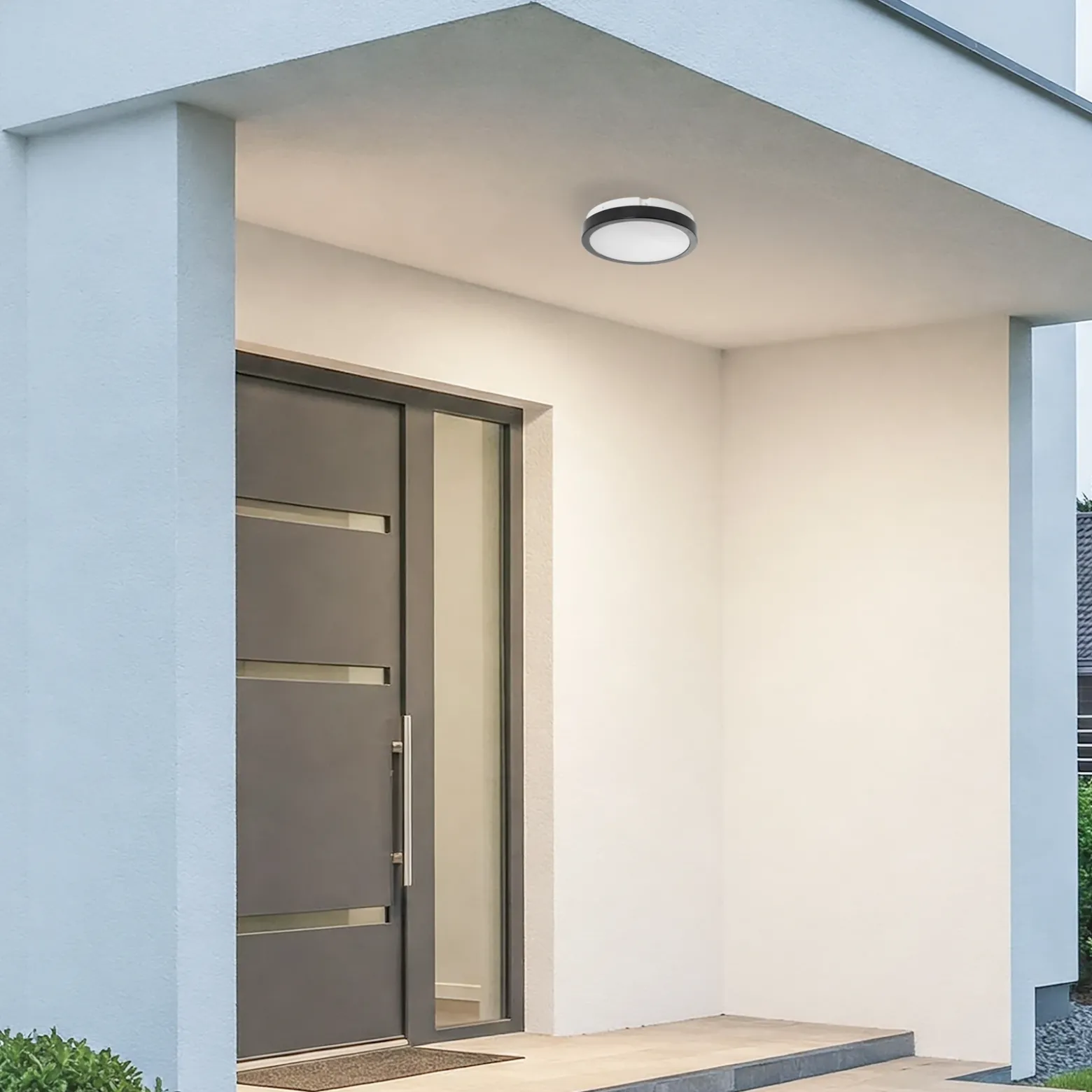 Plafón LED Vera, negro, plástico, Ø 22 cm, IP65