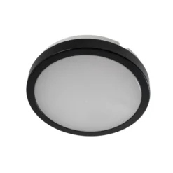 Plafón LED Vera, negro, plástico, Ø 22 cm, IP65