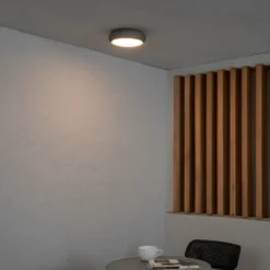 Plafón para exterior Anga LED, gris oscuro, hormigón, Ø 24 cm