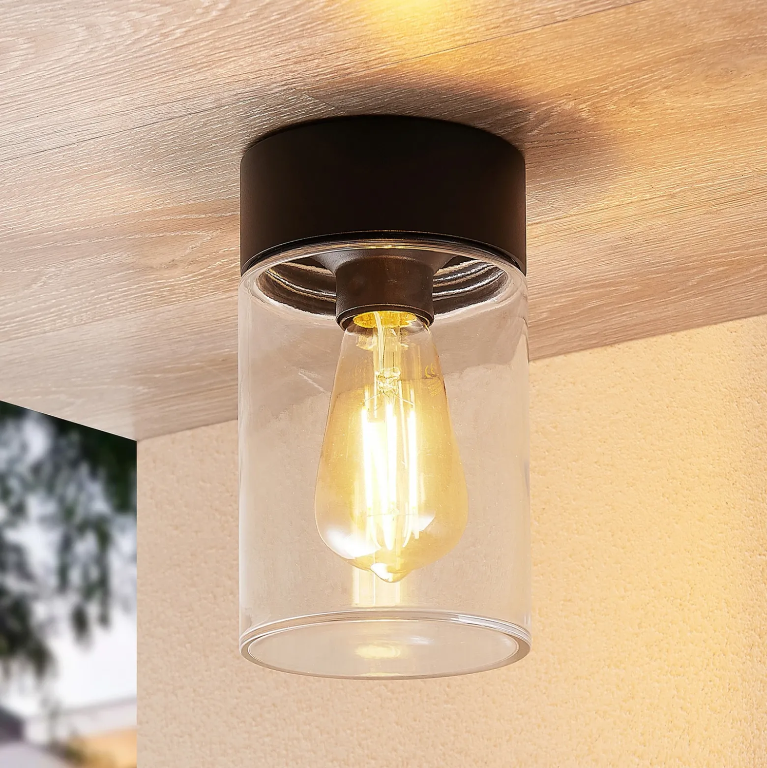 Plafón para exterior Arcchio Liljana, IP65, negro