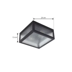 Plafón para exterior Lindby Bolgar, negro, metal y cristal