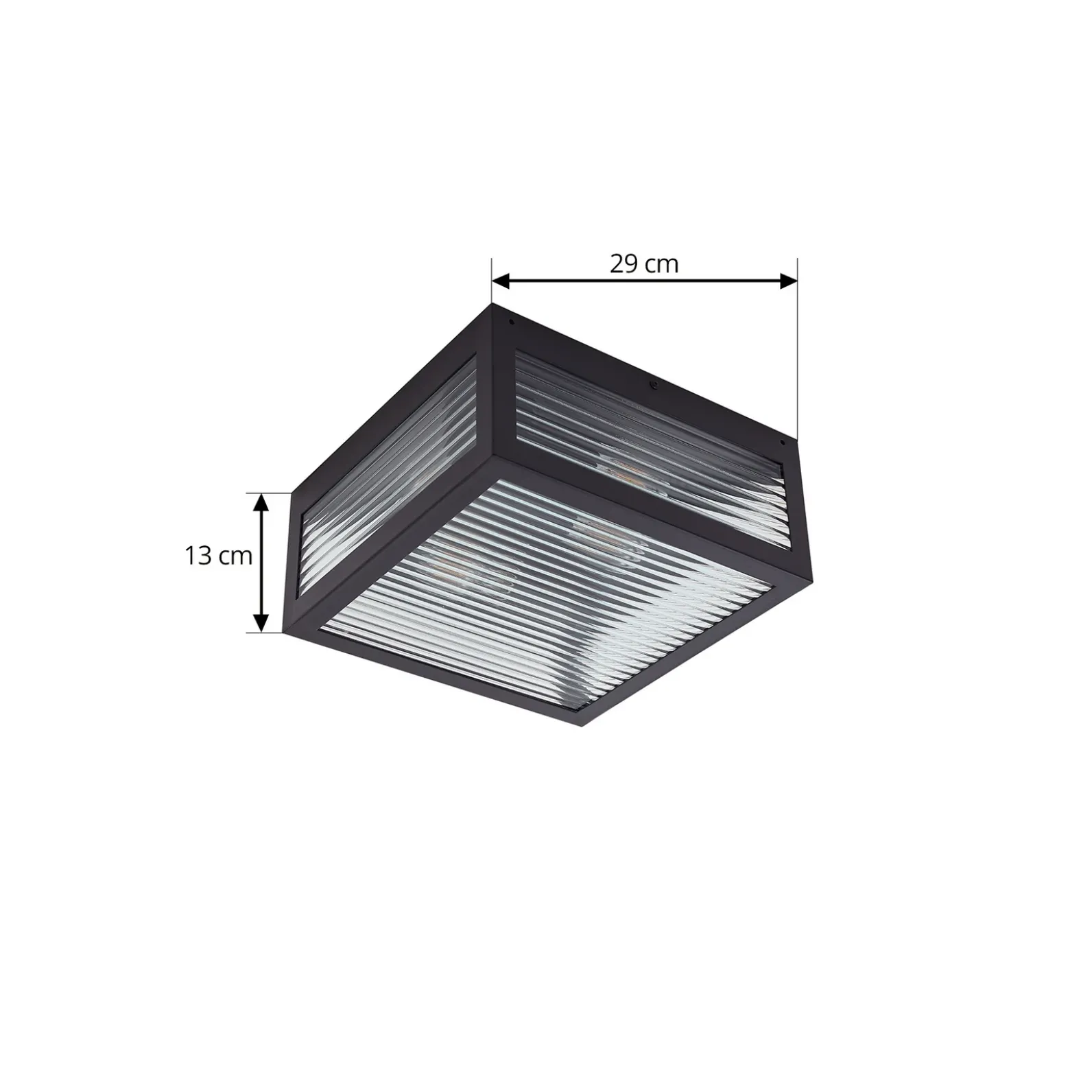 Plafón para exterior Lindby Bolgar, negro, metal y cristal