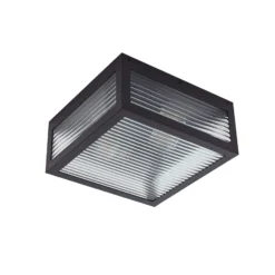 Plafón para exterior Lindby Bolgar, negro, metal y cristal