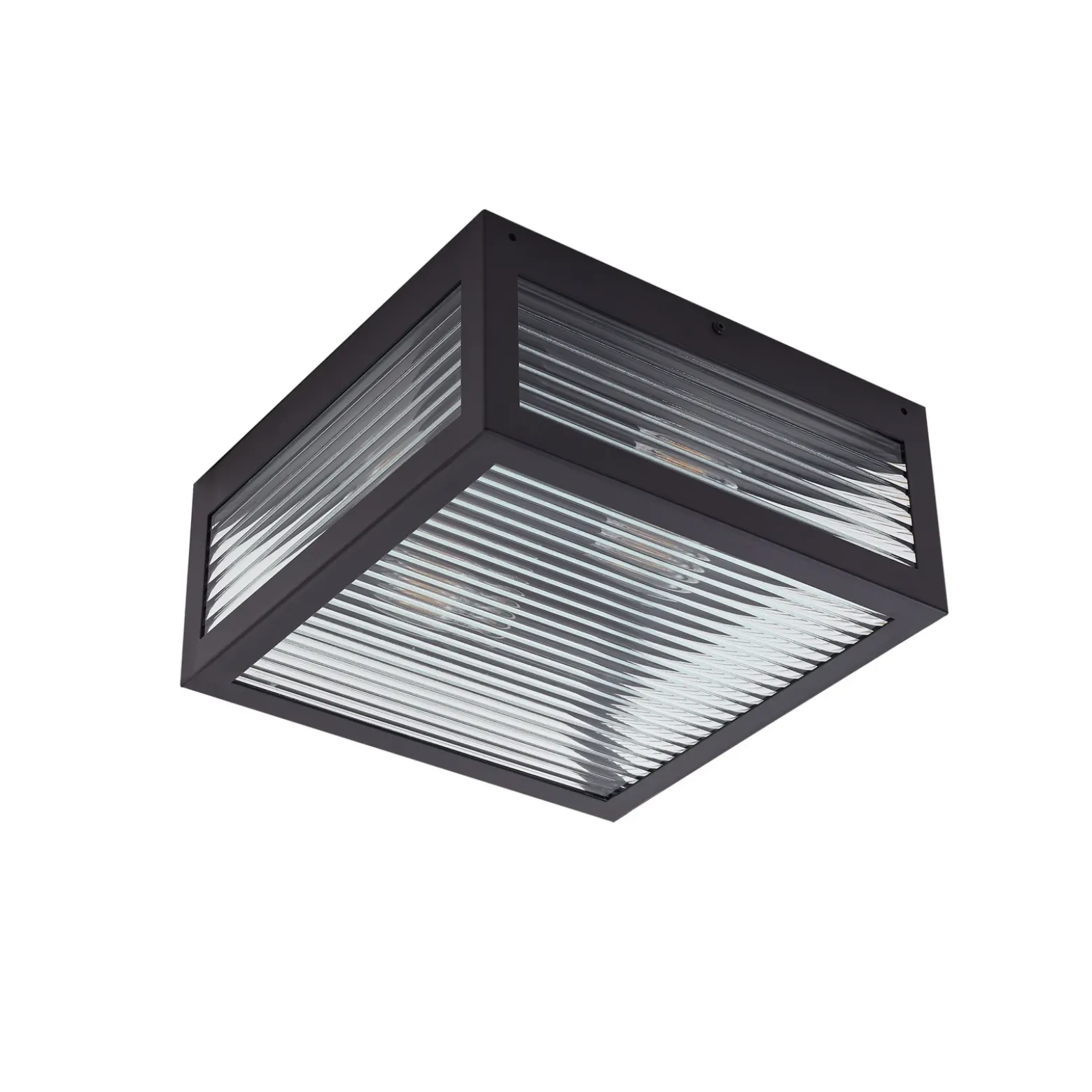 Plafón para exterior Lindby Bolgar, negro, metal y cristal