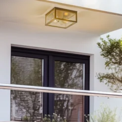 Plafón para exterior Lindby Kremena, negro
