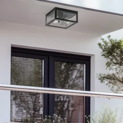 Plafón para exterior Lindby Kremena, negro