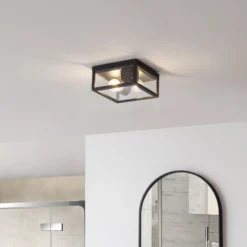 Plafón para exterior Lindby Kremena, negro
