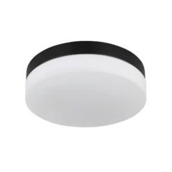 Plafón para exterior Vranos, negro mate, Ø 24 cm, aluminio