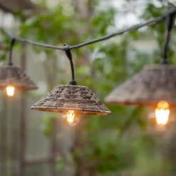 PR Home cadena de luces de exterior LIS, aspecto ratán, 5 luces