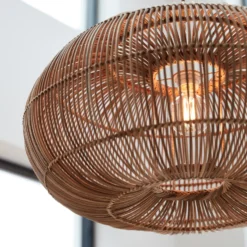 PR Home Lámpara colgante exterior Zuri, ratán, Ø 61 cm, enchufe