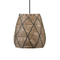 PR Home Lollo lámpara colgante exterior, aspecto de ratán Natur, Ø 28 cm