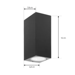 Prios aplique de exterior Tetje, negro, angular, 16 cm