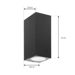 Prios aplique de exterior Tetje, negro, angular, 16 cm, set de 4