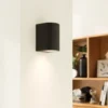 Prios aplique de exterior Tetje, negro, redondo, 10 cm